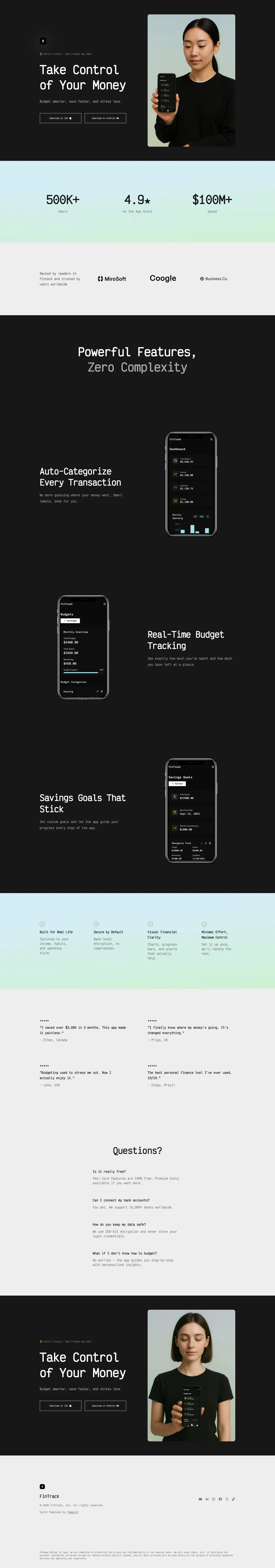 Launchpad - Mobile App Landing Page Carrd Template Preview