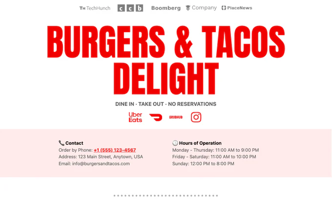 Carrd Template For Restaurant