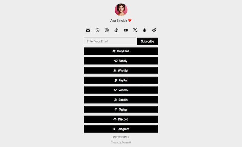 Social Profile Link in Bio Landing Page Carrd Template