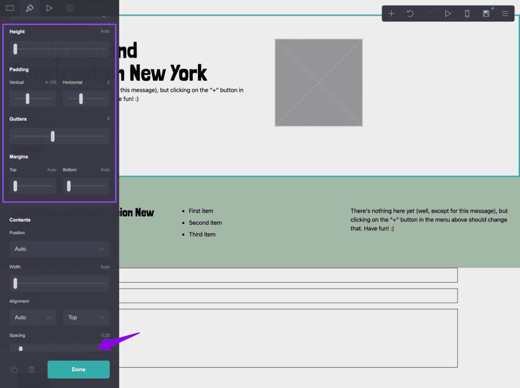 container spacing appearence carrd
