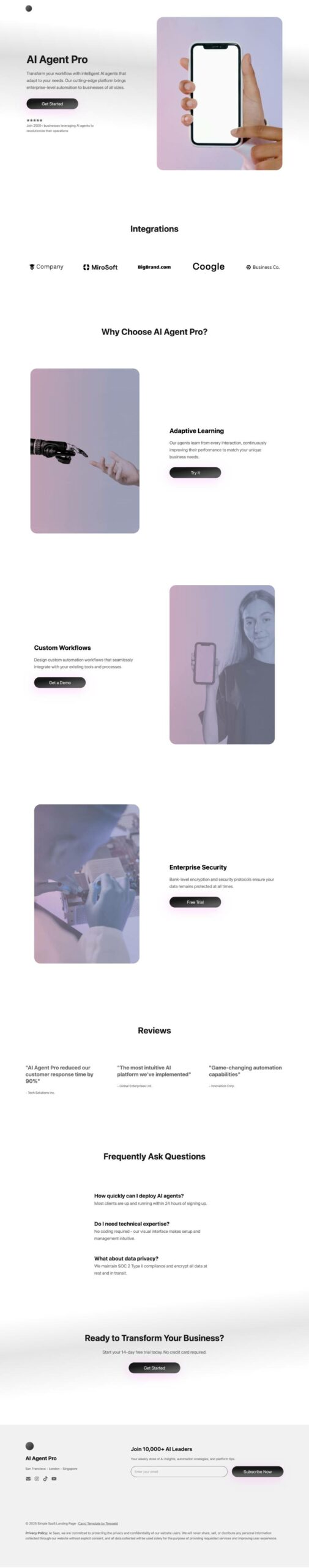 Simple Carrd Saas Landing Page Template