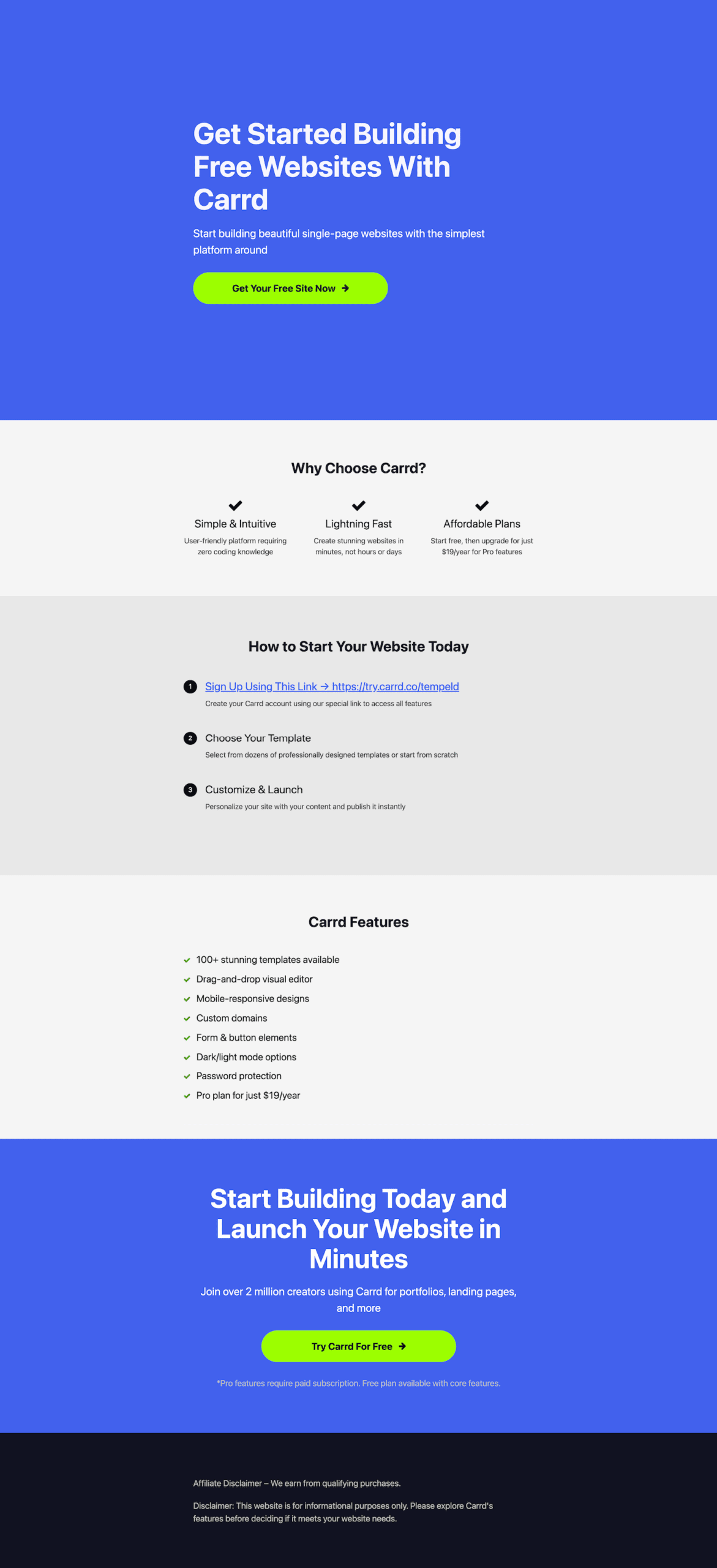 Foundation - Simple Multi-Purpose Landing Page Carrd Template Preview
