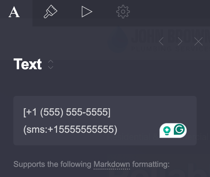 Carrd sms link
