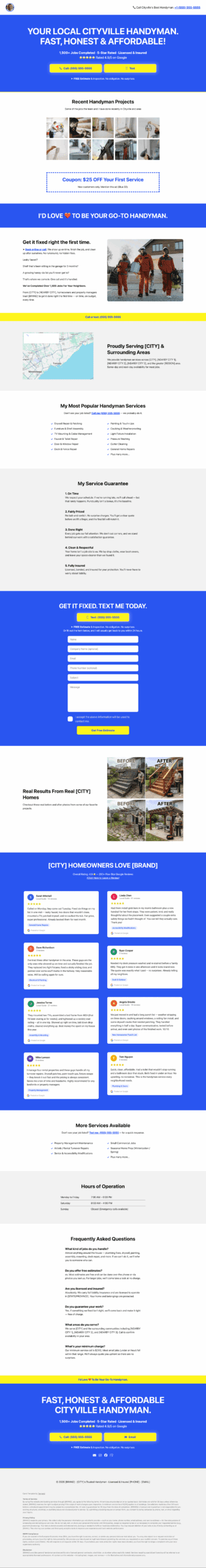 Handyman Carrd template full page preview